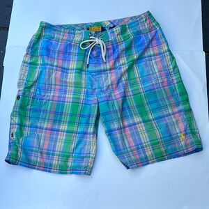 Mens Ralf Lauren Swim Trunks Plaid Sz 34